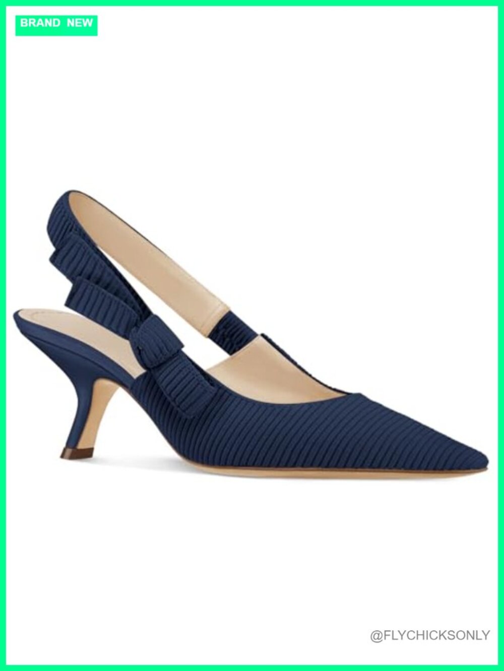 Womens Slingback Kitten Heels Knitted Pointed Toe Slip On Work Pumps